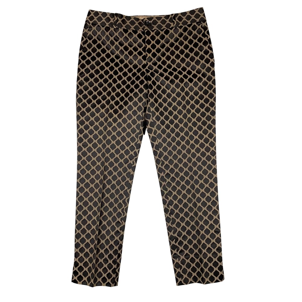 Banana Republic Camden Geometric Jacquard Ankle Pants Women 8 Mojave Black‎